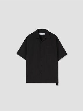 Men's Black Boxy Fit Button Up Shirt